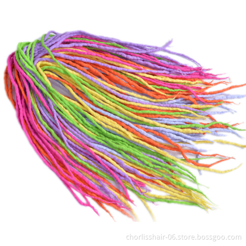 Long 22'' Wholesale Colorful Soft Nepal Felted Wool Handmade Afro Synthetic Dreadlocks Crochet Braids Hair For Kids And Adult